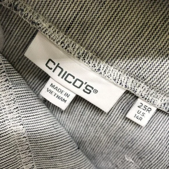 Chico's Linen Blend Pull On Pants Womens Size 14R 2.5R Blue Wide Leg Coastal - Picture 8 of 9